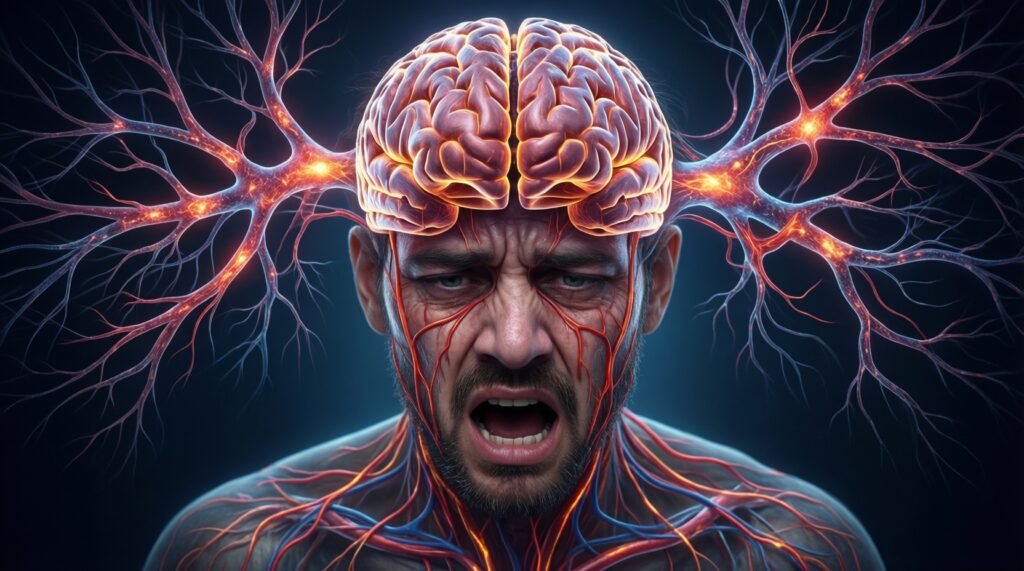 Стресс, тревога и давление: как нервная система управляет сосудами и пульсом - иллюстрация